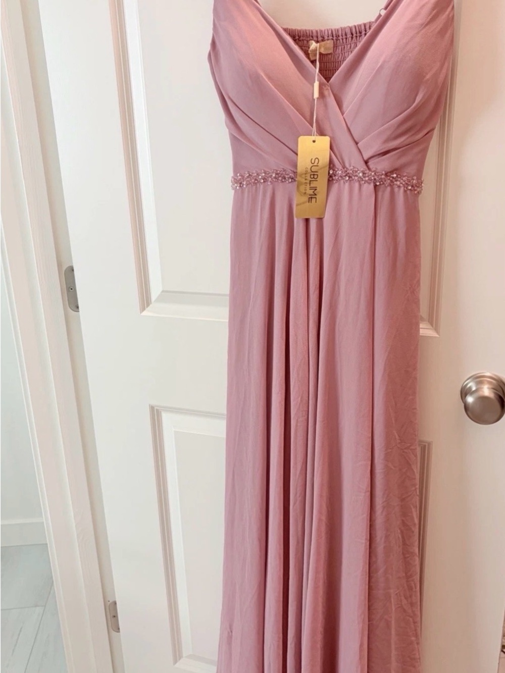 Sublime Women's Dusty Pink V-Neck Maxi Evening Dress- new with tags!